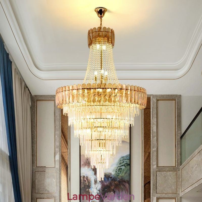 Europæisk Elegant Krystal Pendel Konisk Loftslampe