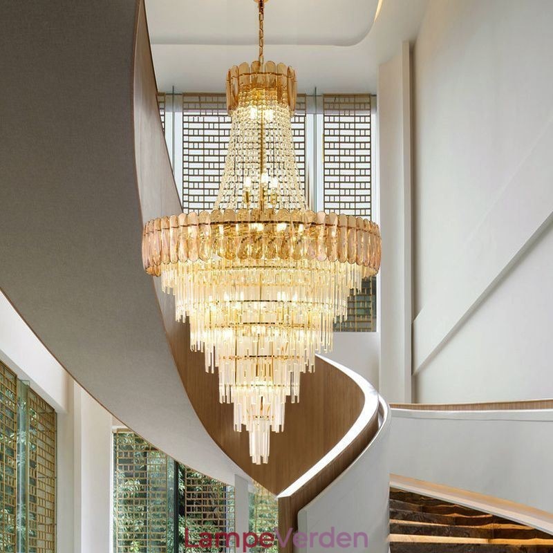 Europæisk Elegant Krystal Pendel Konisk Loftslampe