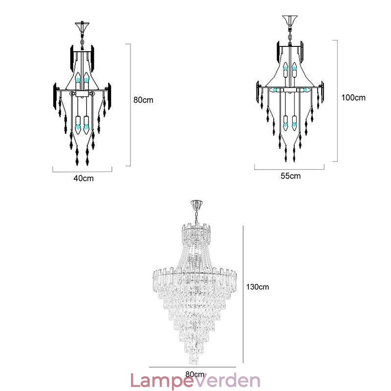 Moderne Elegant Crystal Pendel Light Konisk hængende Light