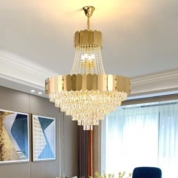 Moderne krystalguld K9 hængende loftslampe
