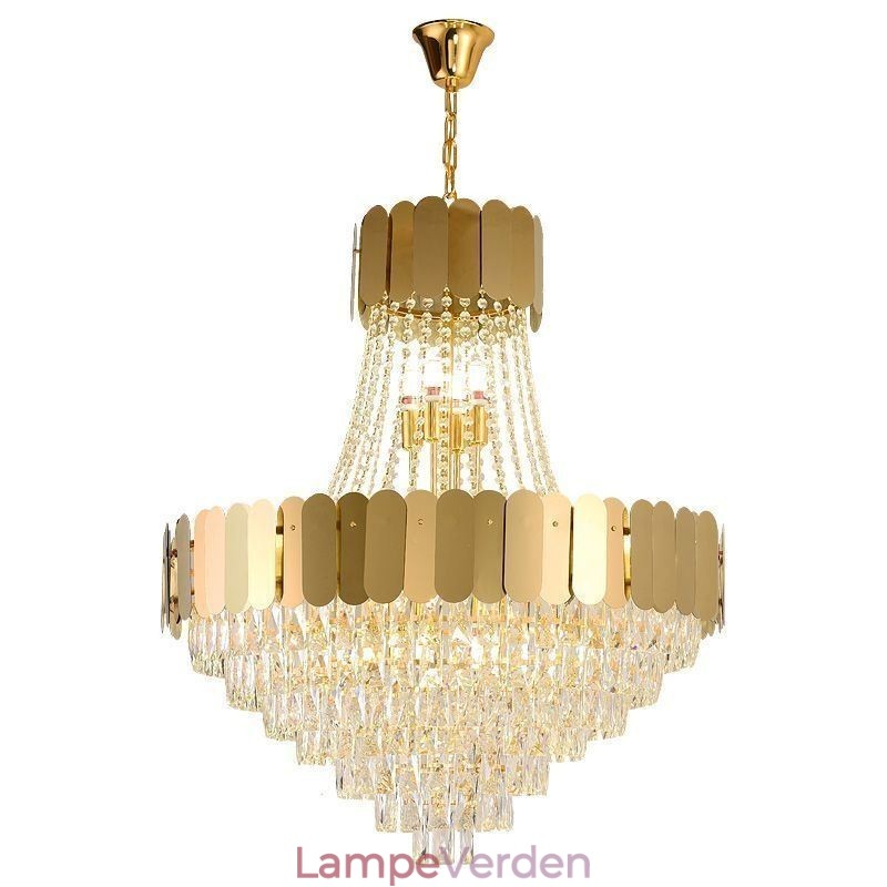 Moderne krystalguld K9 hængende loftslampe