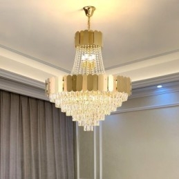 Moderne krystalguld K9 hængende loftslampe