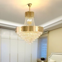 Moderne krystalguld K9 hængende loftslampe