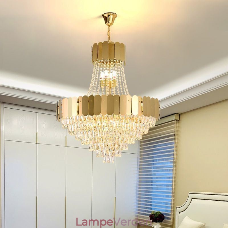 Moderne krystalguld K9 hængende loftslampe