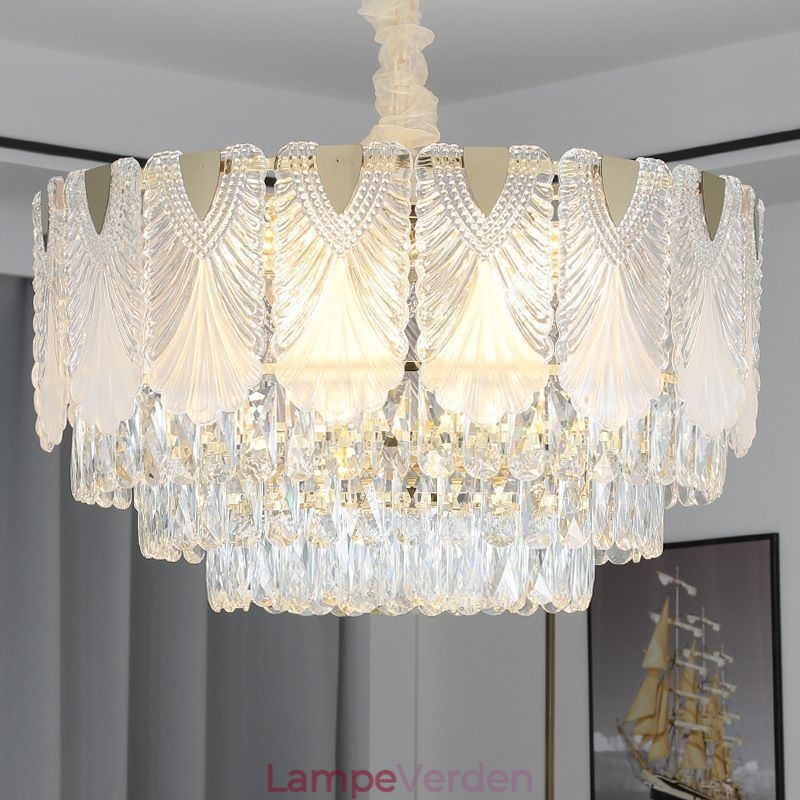 Crystal Pendel Light Lacy Runde Loftsbelysningsarmatur