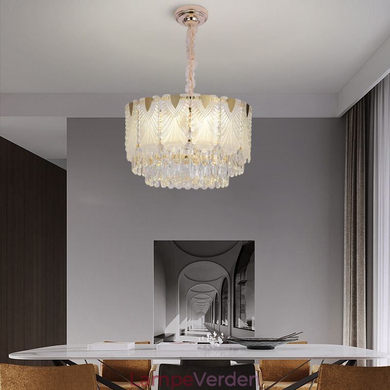 Crystal Pendel Light Lacy Runde Loftsbelysningsarmatur