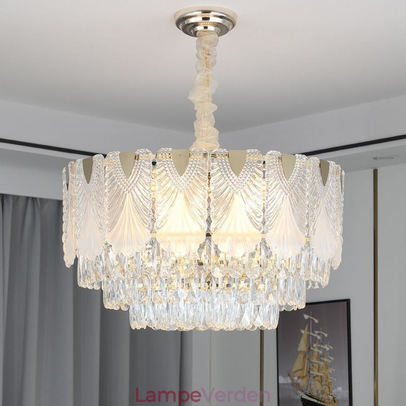 Crystal Pendel Light Lacy Runde Loftsbelysningsarmatur
