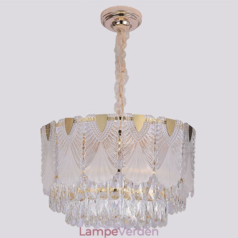 Crystal Pendel Light Lacy Runde Loftsbelysningsarmatur