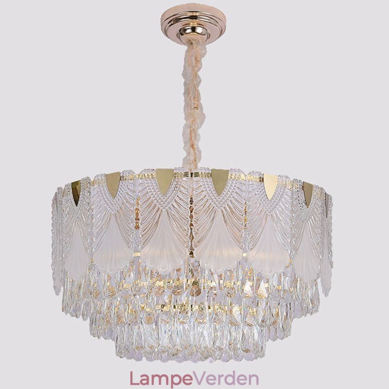 Crystal Pendel Light Lacy Runde Loftsbelysningsarmatur