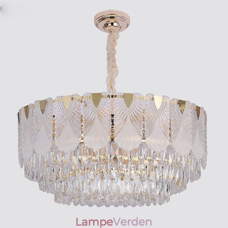 Crystal Pendel Light Lacy Runde Loftsbelysningsarmatur