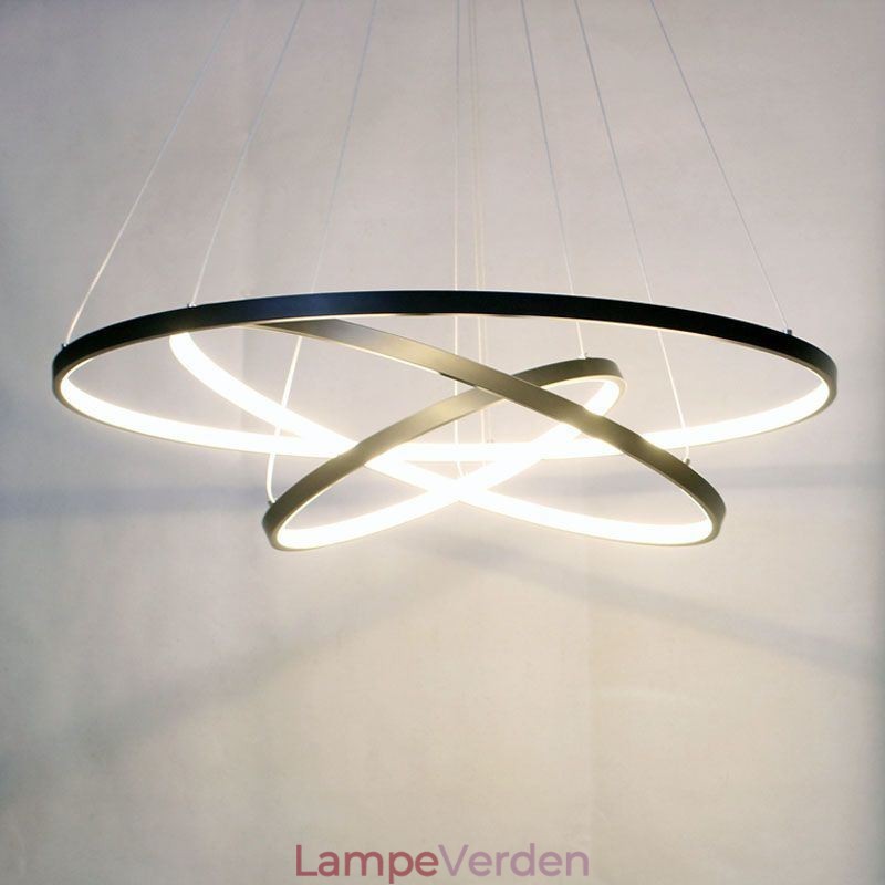 Moderne Pendel Aluminium Sort 3 Ring hængende lys