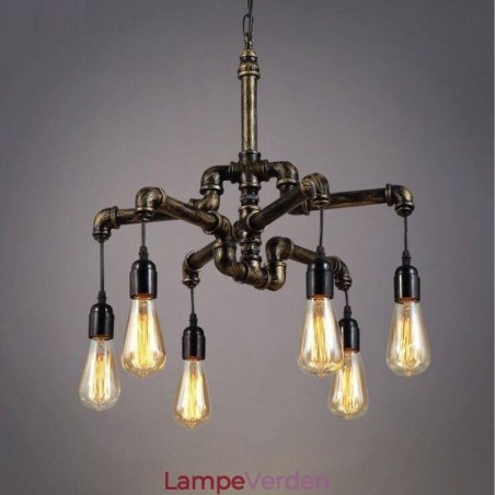 6 lys retro industriel vintage vandrør vedhæng lys lysekrone land rustik stil