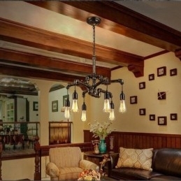 6 lys retro industriel vintage vandrør vedhæng lys lysekrone land rustik stil