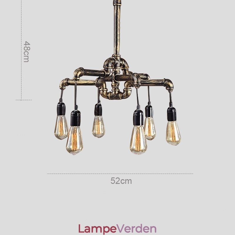 6 lys retro industriel vintage vandrør vedhæng lys lysekrone land rustik stil