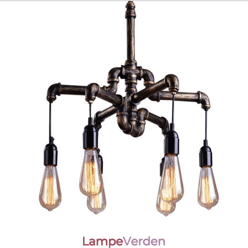 6 lys retro industriel vintage vandrør vedhæng lys lysekrone land rustik stil