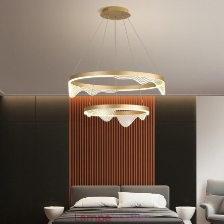 Golden Wave Ripple Pendellampe Loftslys 2 Lys Golden Wave Ripple Pendellampe Loftslys 2 Lys