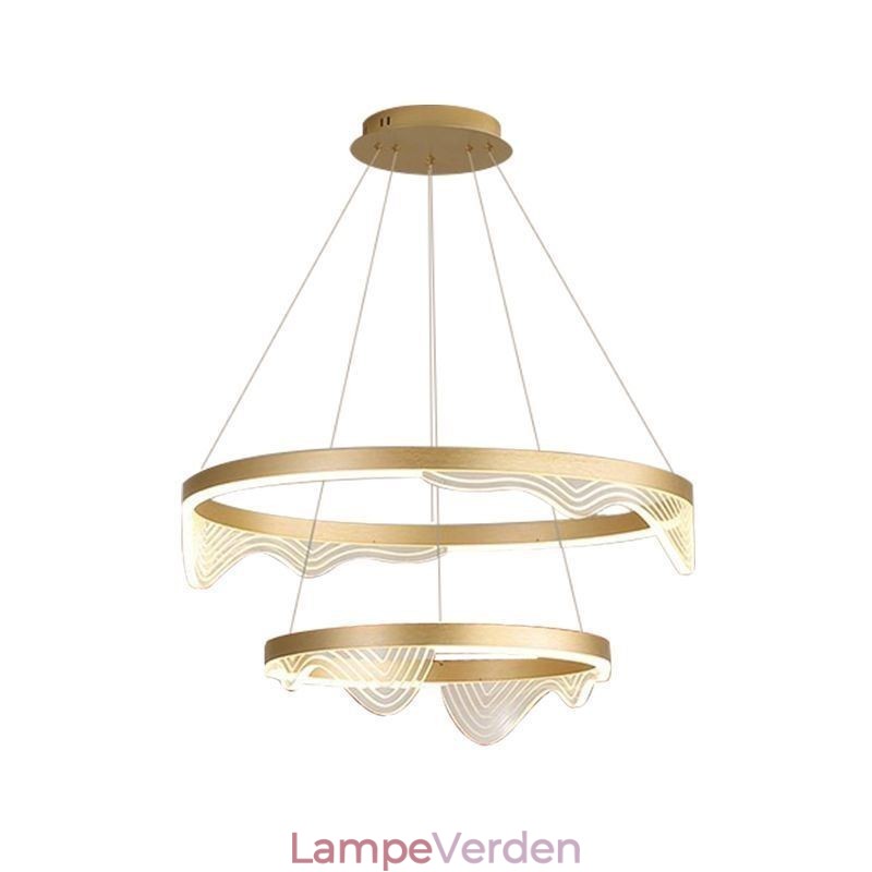 Golden Wave Ripple Pendellampe Loftslys 2 Lys