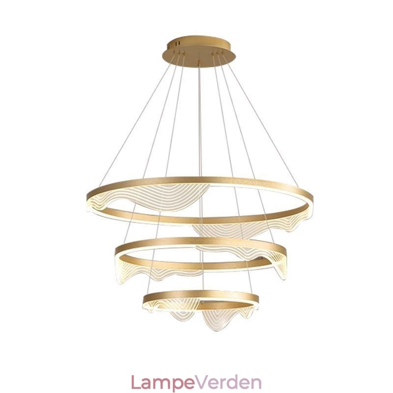 Pendel Light Golden Wave Ripple Hanging Light 3 Light
