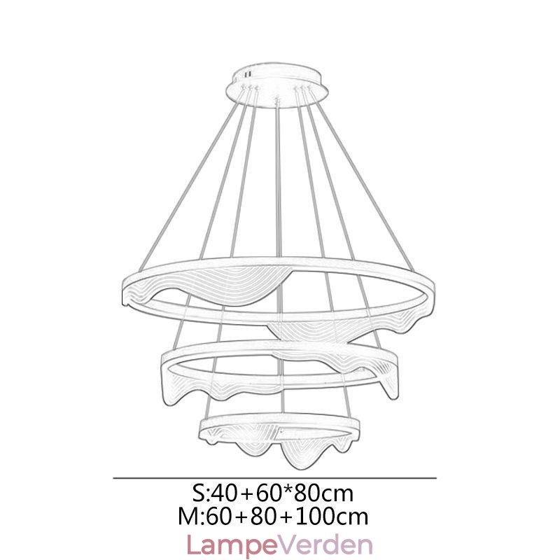 Pendel Light Golden Wave Ripple Hanging Light 3 Light