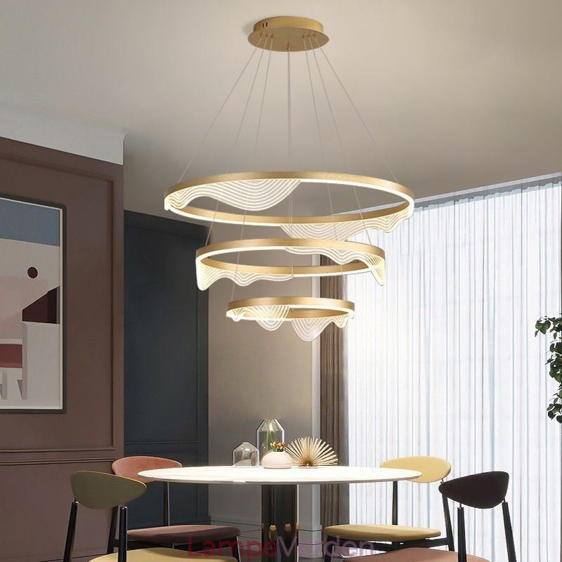 Pendel Light Golden Wave Ripple Hanging Light 3 Light