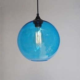 Moderne glasvedhæng i rund blå bobledesign