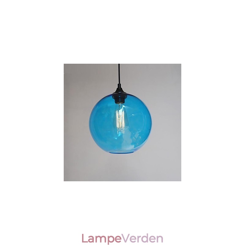 Moderne glasvedhæng i rund blå bobledesign