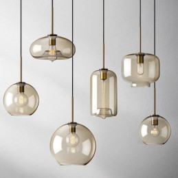 Glas Pendel Minimalistisk Cognac farve Dekorativt glas lysarmatur