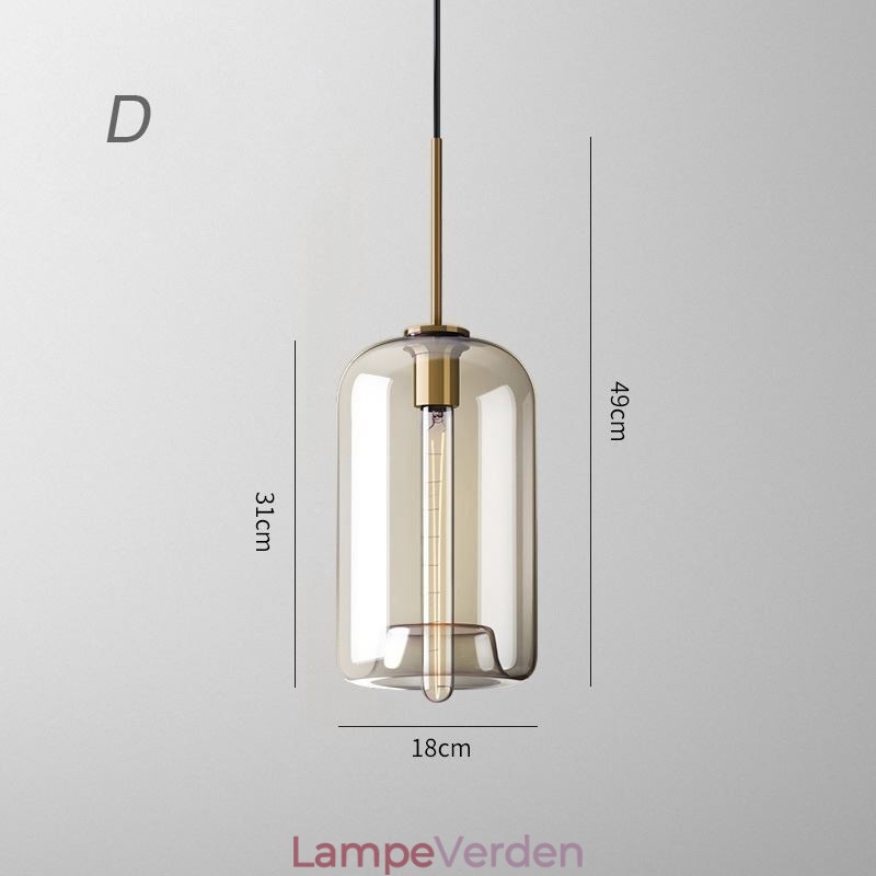 Glas Pendel Minimalistisk Cognac farve Dekorativt glas lysarmatur
