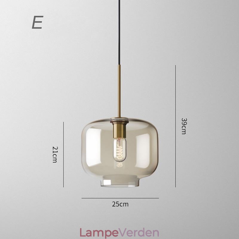 Glas Pendel Minimalistisk Cognac farve Dekorativt glas lysarmatur
