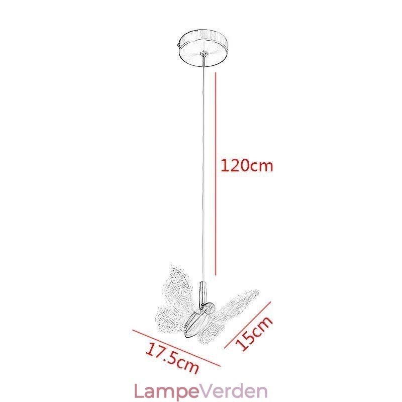 Pendel akryl sommerfugl loftslampe