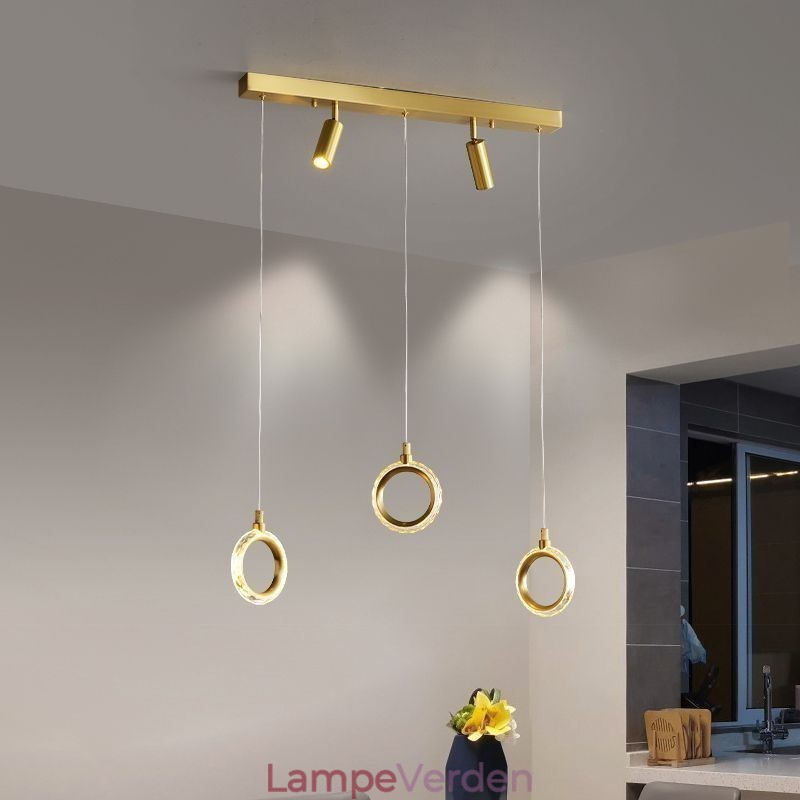 Pendel akryl ring lysarmatur med spotlight