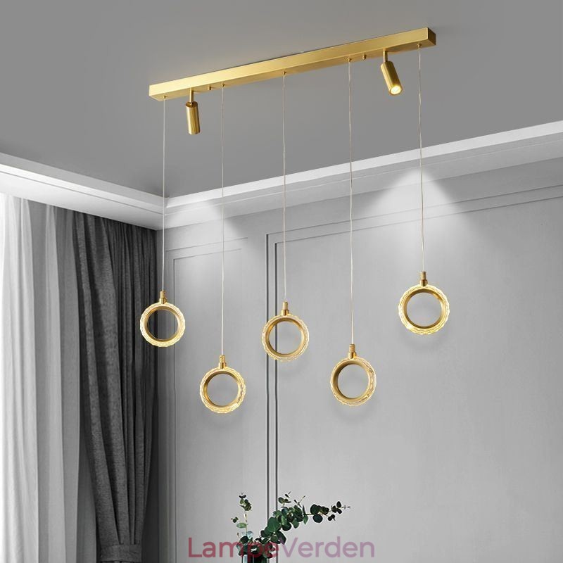 Pendel akryl ring lysarmatur med spotlight