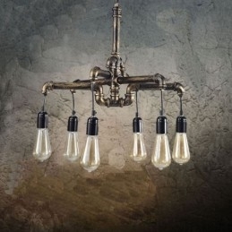 6 lys retro industriel vintage vandrør vedhæng lys lysekrone land rustik stil