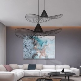 Iron Pendel Light Simple Straw Hat Lamp 1 Light