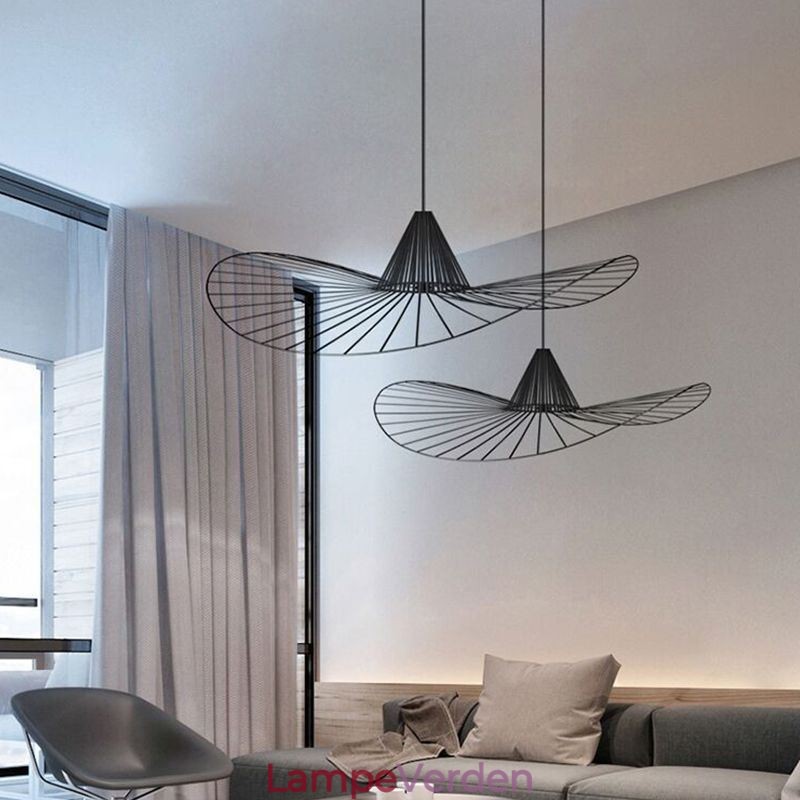 Iron Pendel Light Simple Straw Hat Lamp 1 Light