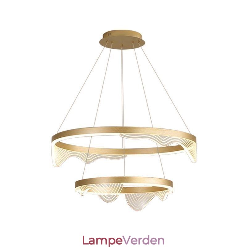 Golden Wave Ripple Pendellampe Loftslys 2 Lys