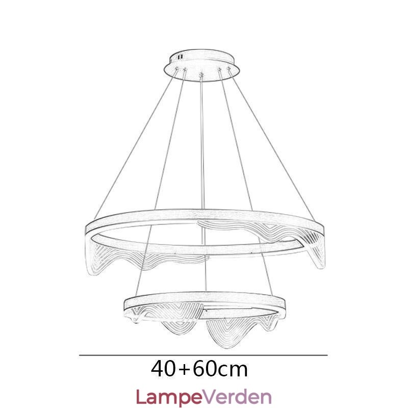 Golden Wave Ripple Pendellampe Loftslys 2 Lys