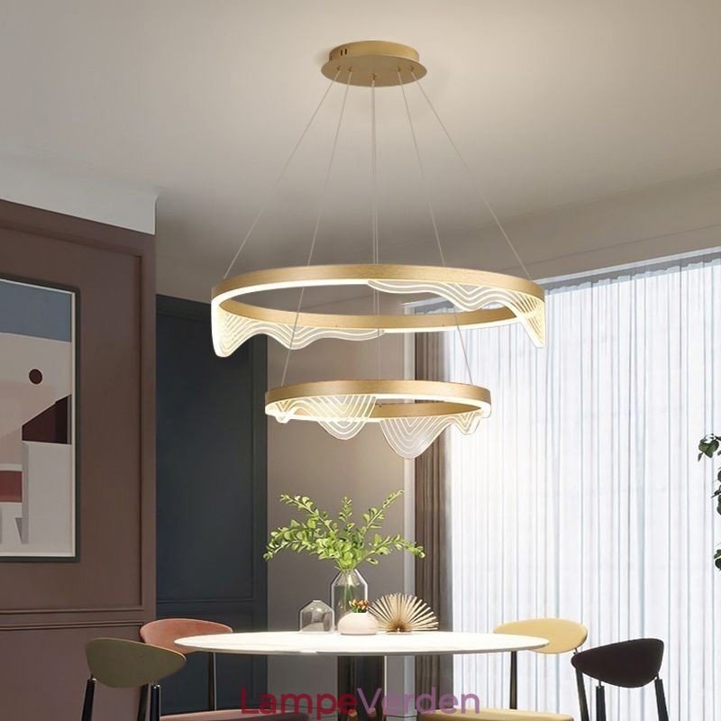 Golden Wave Ripple Pendellampe Loftslys 2 Lys