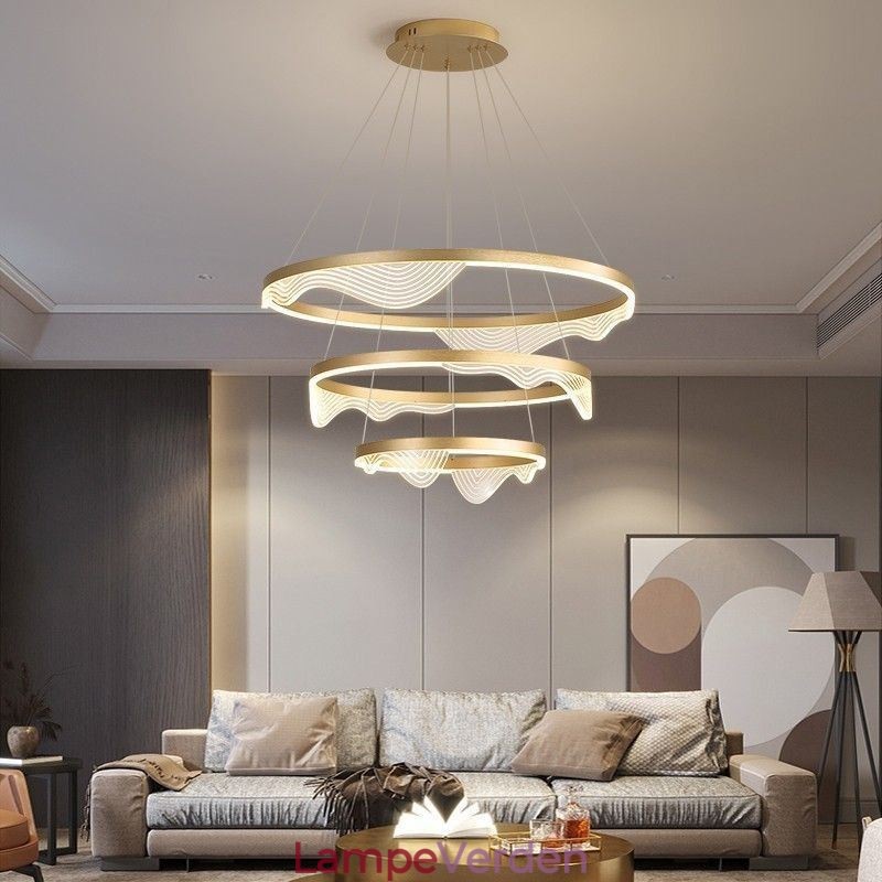 Pendel Light Golden Wave Ripple Hanging Light 3 Light