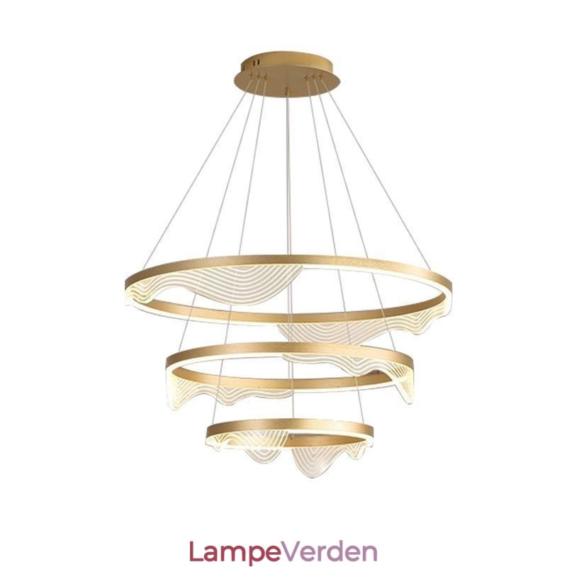 Pendel Light Golden Wave Ripple Hanging Light 3 Light