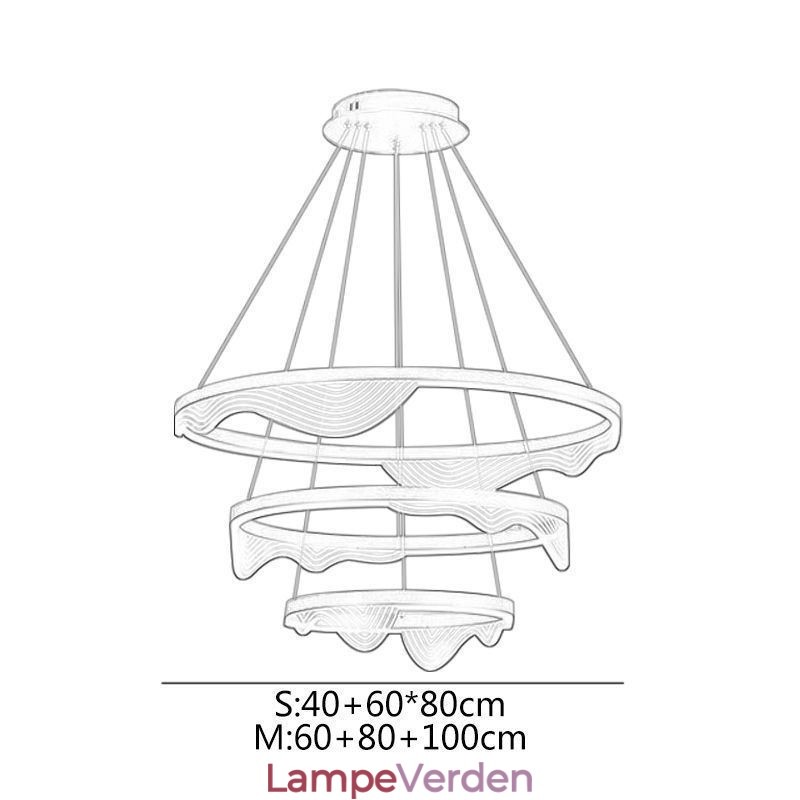 Pendel Light Golden Wave Ripple Hanging Light 3 Light