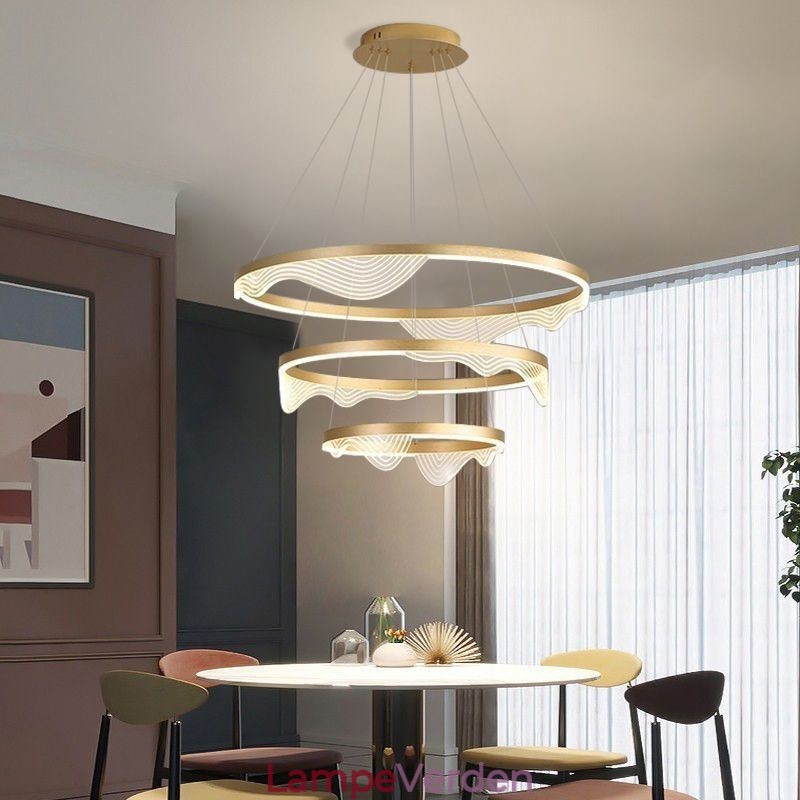 Pendel Light Golden Wave Ripple Hanging Light 3 Light