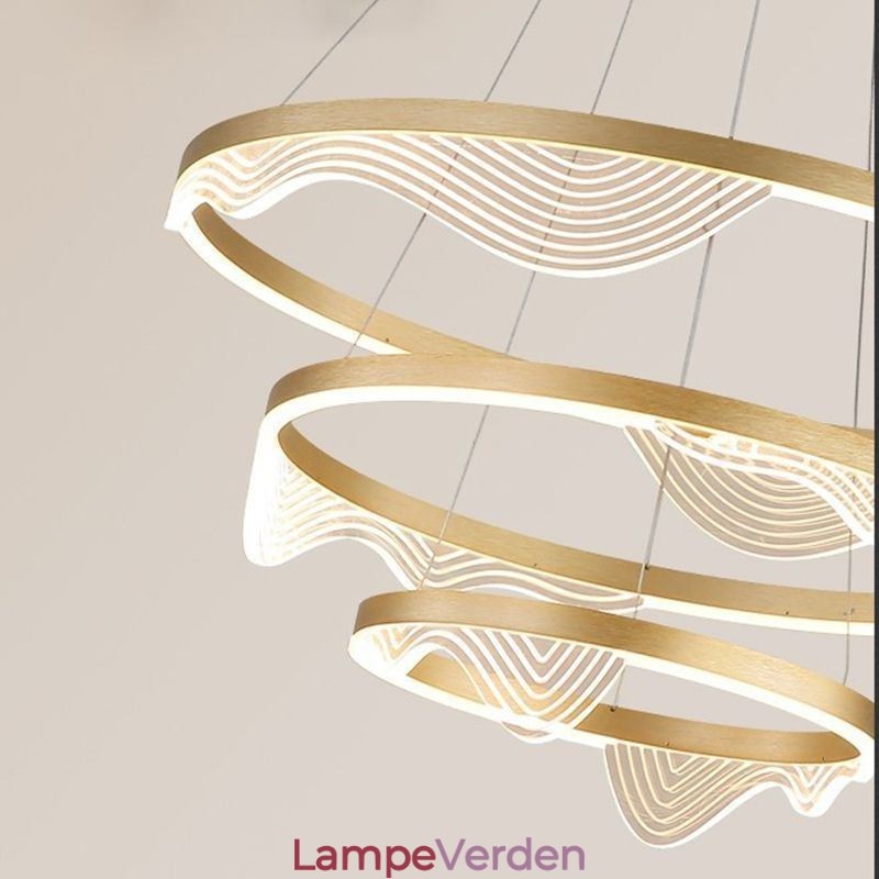 Pendel Light Golden Wave Ripple Hanging Light 3 Light
