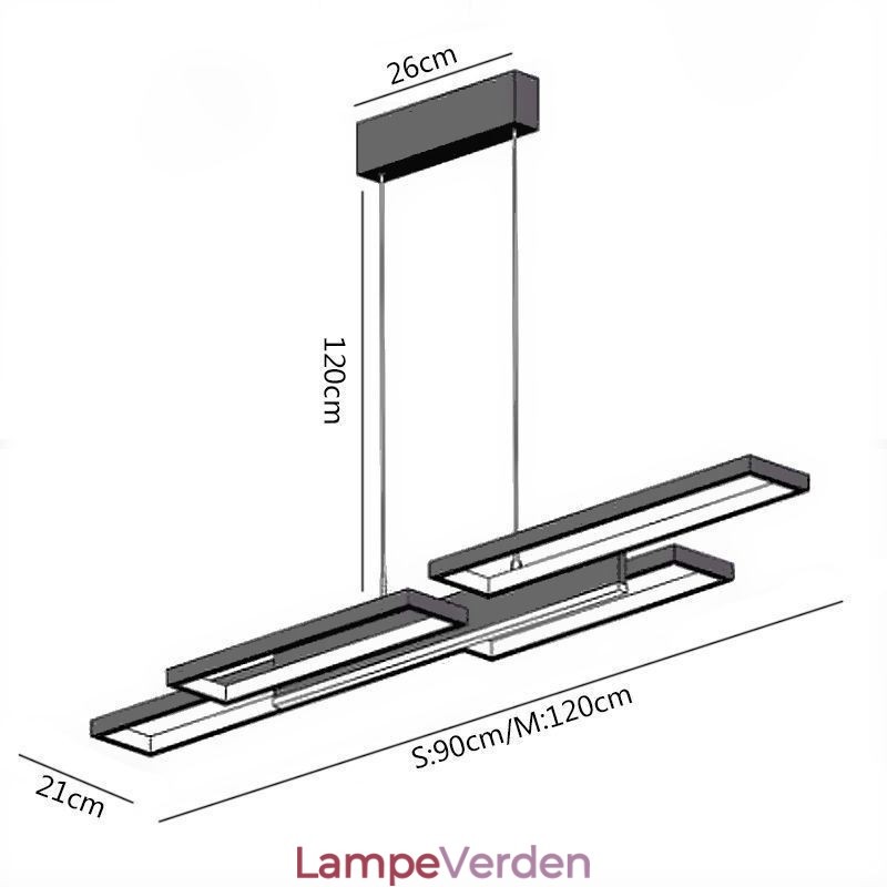 Moderne pendel vandret loftslampe