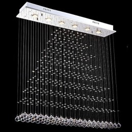 Rektangel Crystal Pendel Light Loftslysekrone Belysning Lamper Armaturer
