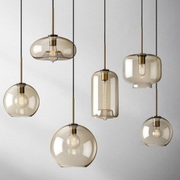 Glas Pendel Minimalistisk Cognac farve Dekorativt glas lysarmatur