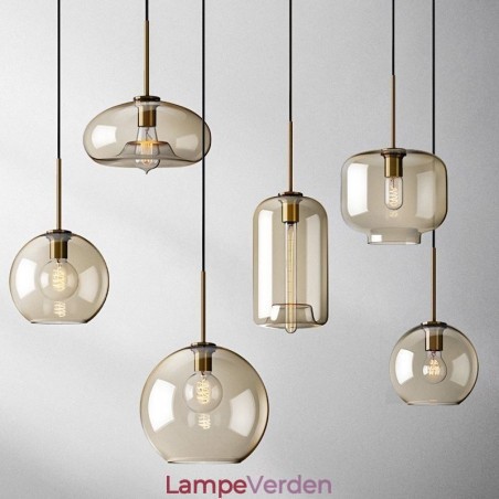 Glas Pendel Minimalistisk Cognac farve Dekorativt glas lysarmatur Glas Pendel Minimalistisk Cognac farve Dekorativt glas lysarmatur