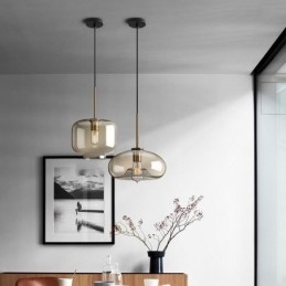 Glas Pendel Minimalistisk Cognac farve Dekorativt glas lysarmatur