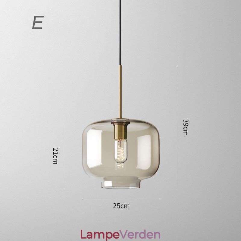 Glas Pendel Minimalistisk Cognac farve Dekorativt glas lysarmatur