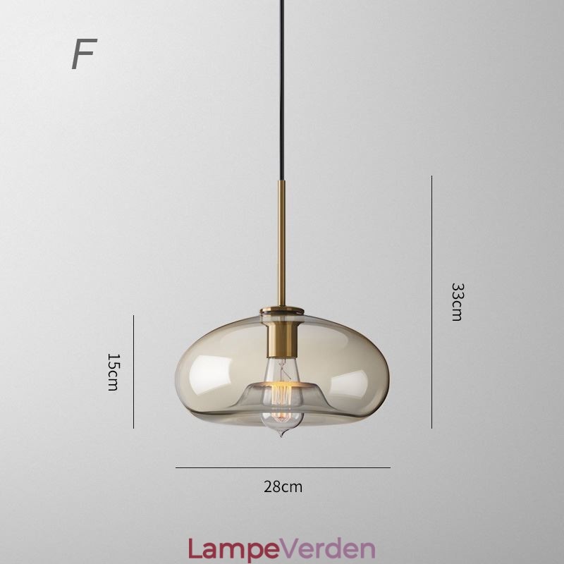 Glas Pendel Minimalistisk Cognac farve Dekorativt glas lysarmatur